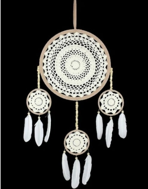 Rattan and Crochet Dreamcatcher with Three Circles
